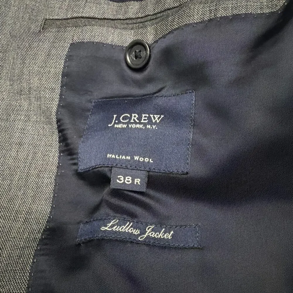 J Crew Ludlow Blazer Jacket Mens 38R Tollegno 1900 Gray Italian Wool